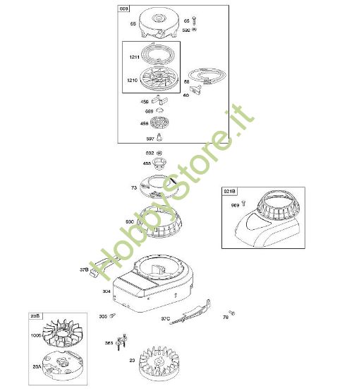 B - Alloggiamento/ripari ventola, volano, dispositivo di avviamento a riavvolgimento B&S - 09 €¦ 09T602-0126-H1 brand Stihl